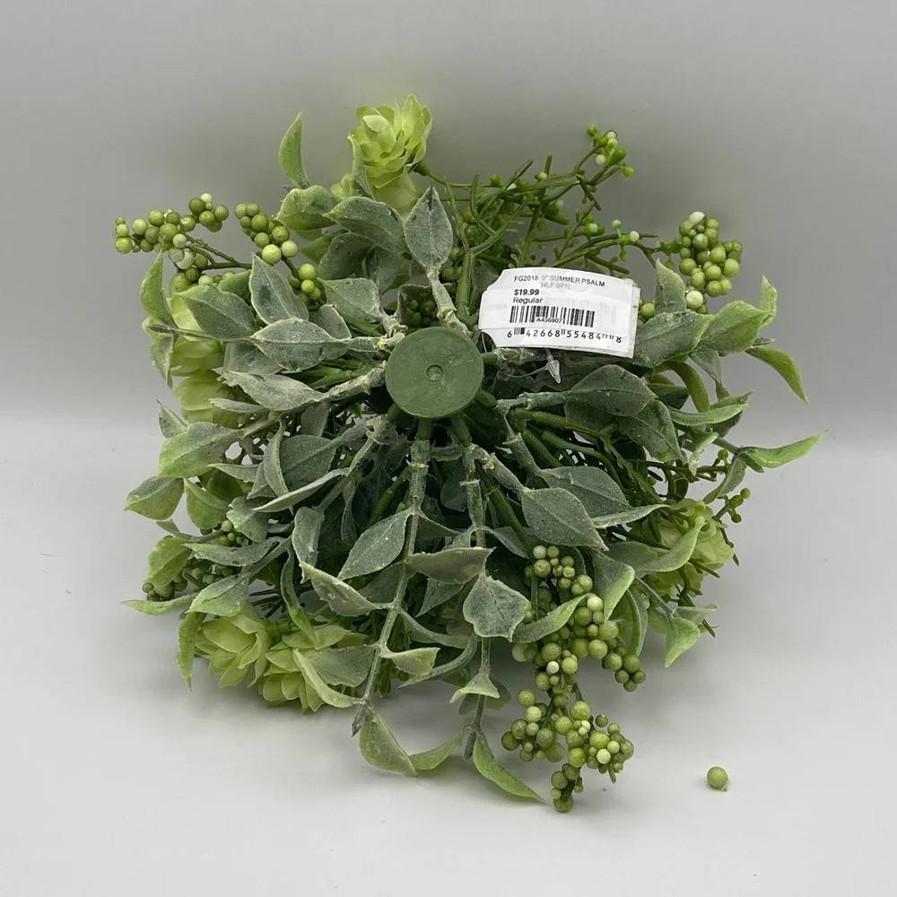 NEW Heritage Home Cottage 8 in Summer Psalm Green Artificial Floral Half Sphere